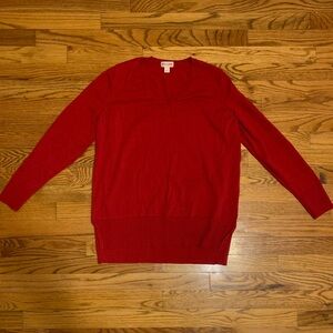 Maison Jules Red V-Neck Sweater